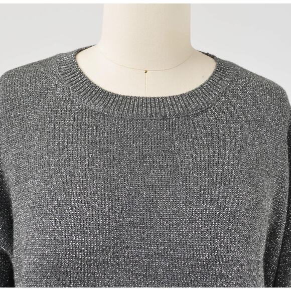 Vintage 90s Calvin Klein Metallic Gray Wool Blend Sweater size M L - Picture 5 of 7
